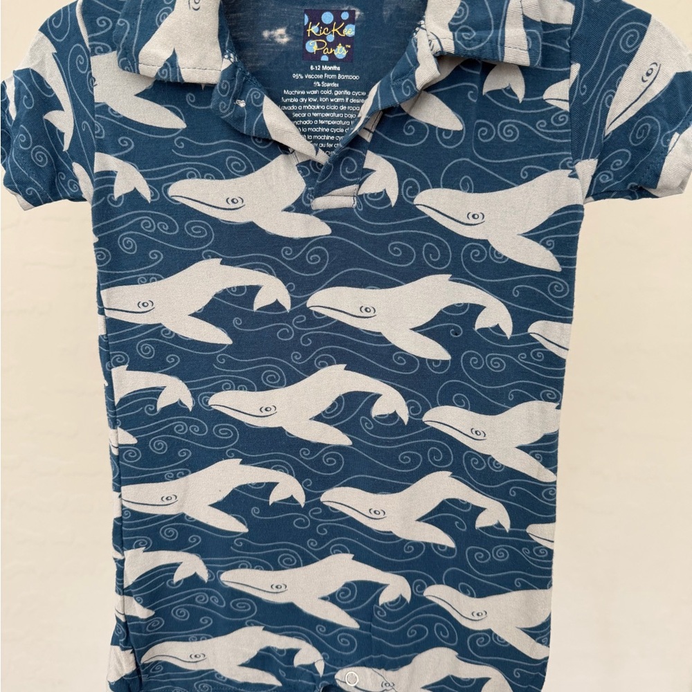 Kickee Pants Navy Shark Pattern Polo